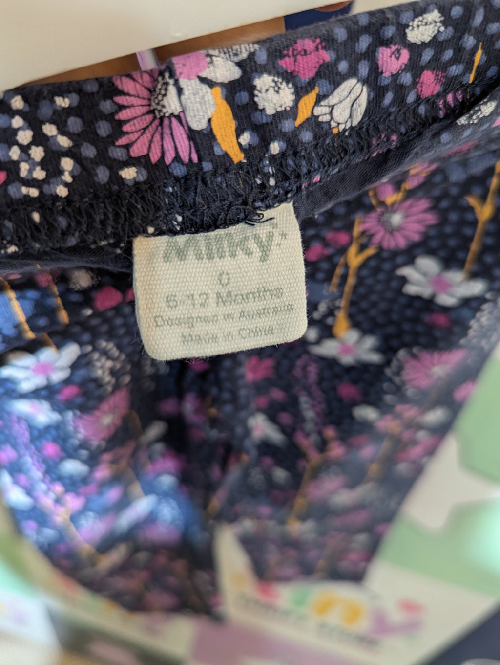 Milky Girls Navy Blue Floral Print Pull-On Capri Leggings - Size 6-12 Months Estimated Age 6-12 Months AB2