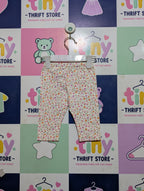 Elfindoll Classic Girls Off-White Ditsy Floral Print Pull-On Capri Leggings - Size 60-70 CM Estimated Age 3-6 Months AB2