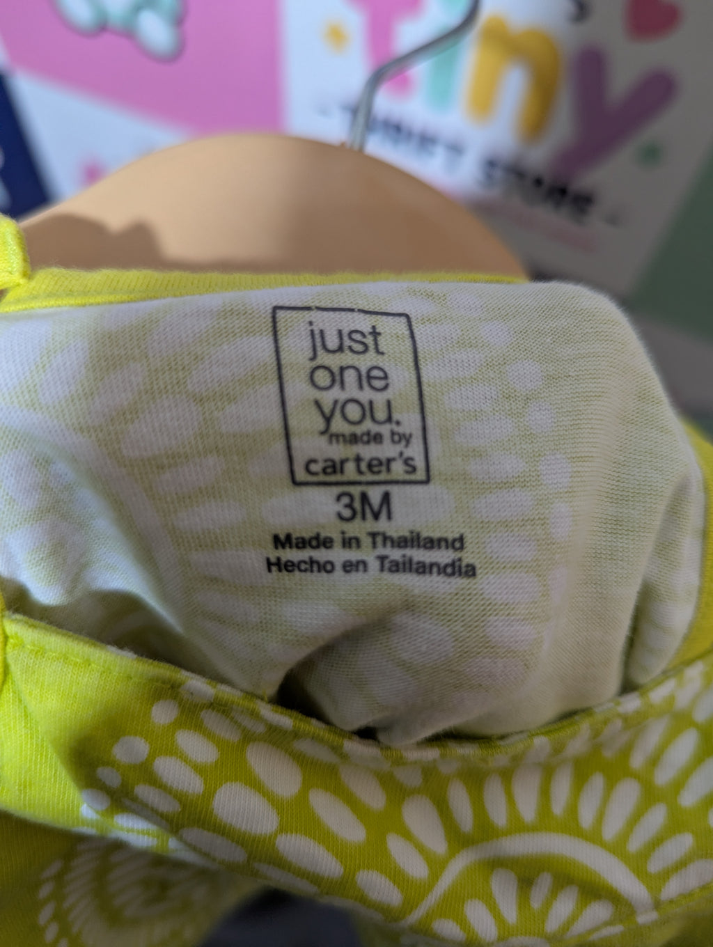 Just One You Made by Carter's Baby Girls Lime Green Circle Pattern Ruffle Romper - Size Estimated Age 3 Months AB2