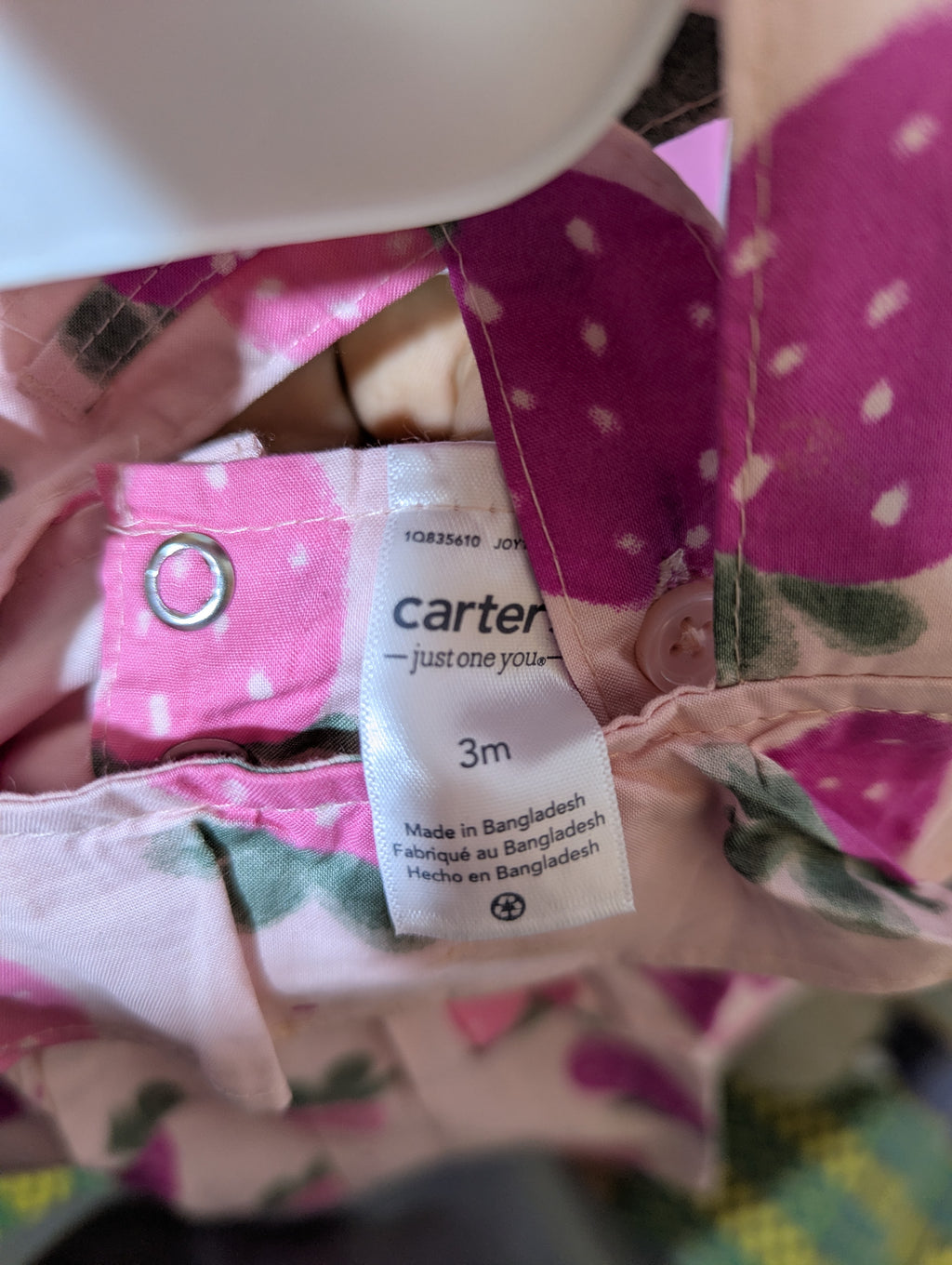 Carter's Just One You Baby Girls Pink Strawberry Print Dress & Bloomer Set - Size Estimated Age 3 Months AB2