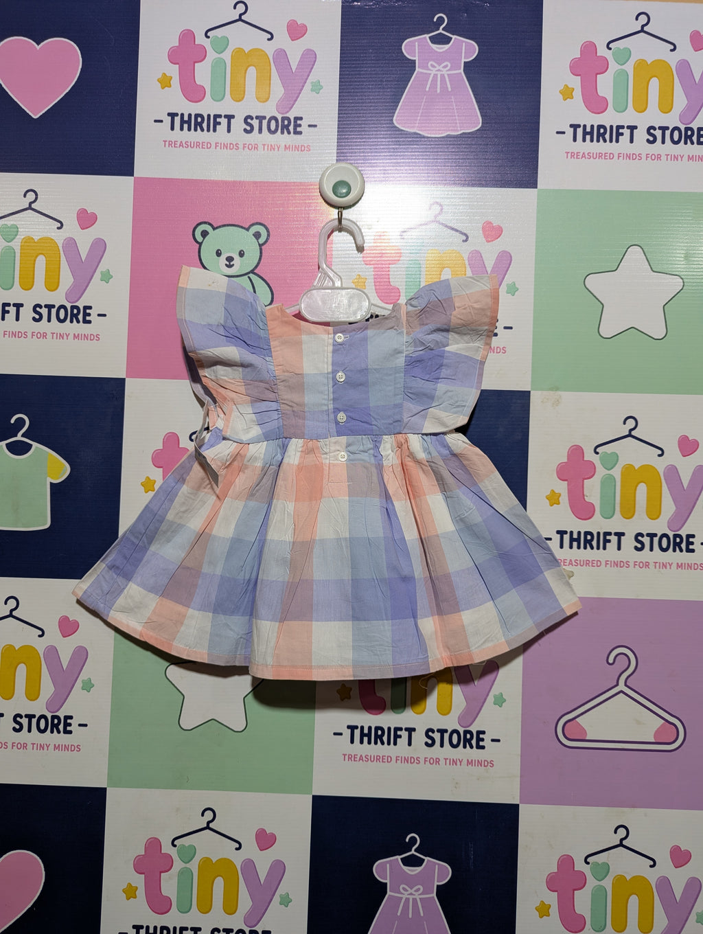 Carter's Child of Mine Baby Girls Pastel Plaid Ruffle Dress - Size Estimated Age 0-3 Months AB2