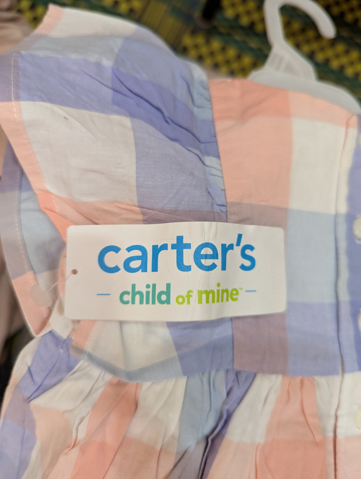Carter's Child of Mine Baby Girls Pastel Plaid Ruffle Dress - Size Estimated Age 0-3 Months AB2