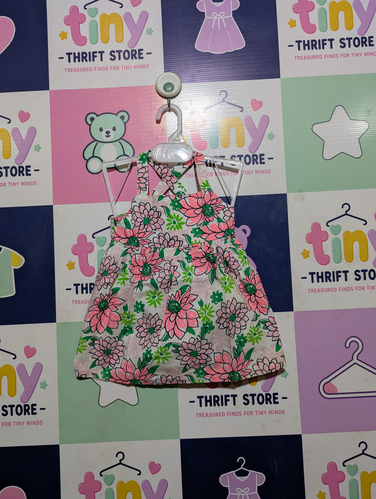 Just One You Made by Carter's Baby Girls White & Pink Floral Sun Dress - Size Estimated Age 6 Months AB2