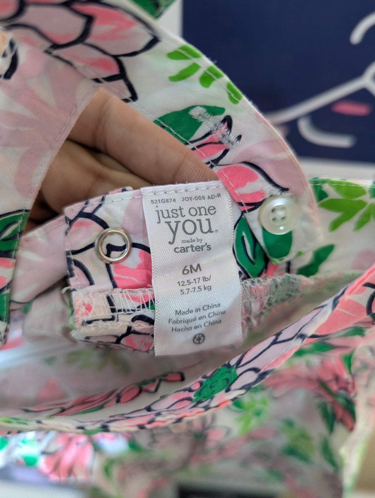 Just One You Made by Carter's Baby Girls White & Pink Floral Sun Dress - Size Estimated Age 6 Months AB2