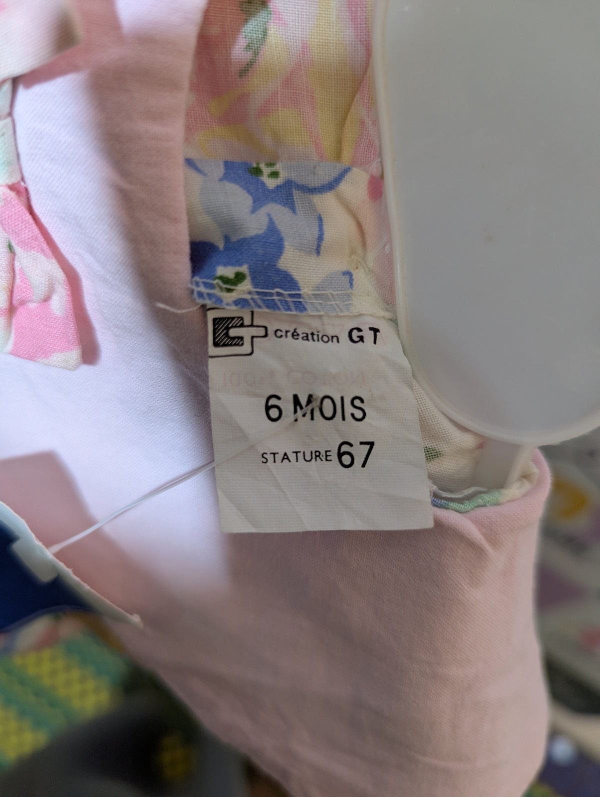 Création GT Baby Girls White & Floral Sailor Collar Dress - Size Estimated Age 6 Months AB2