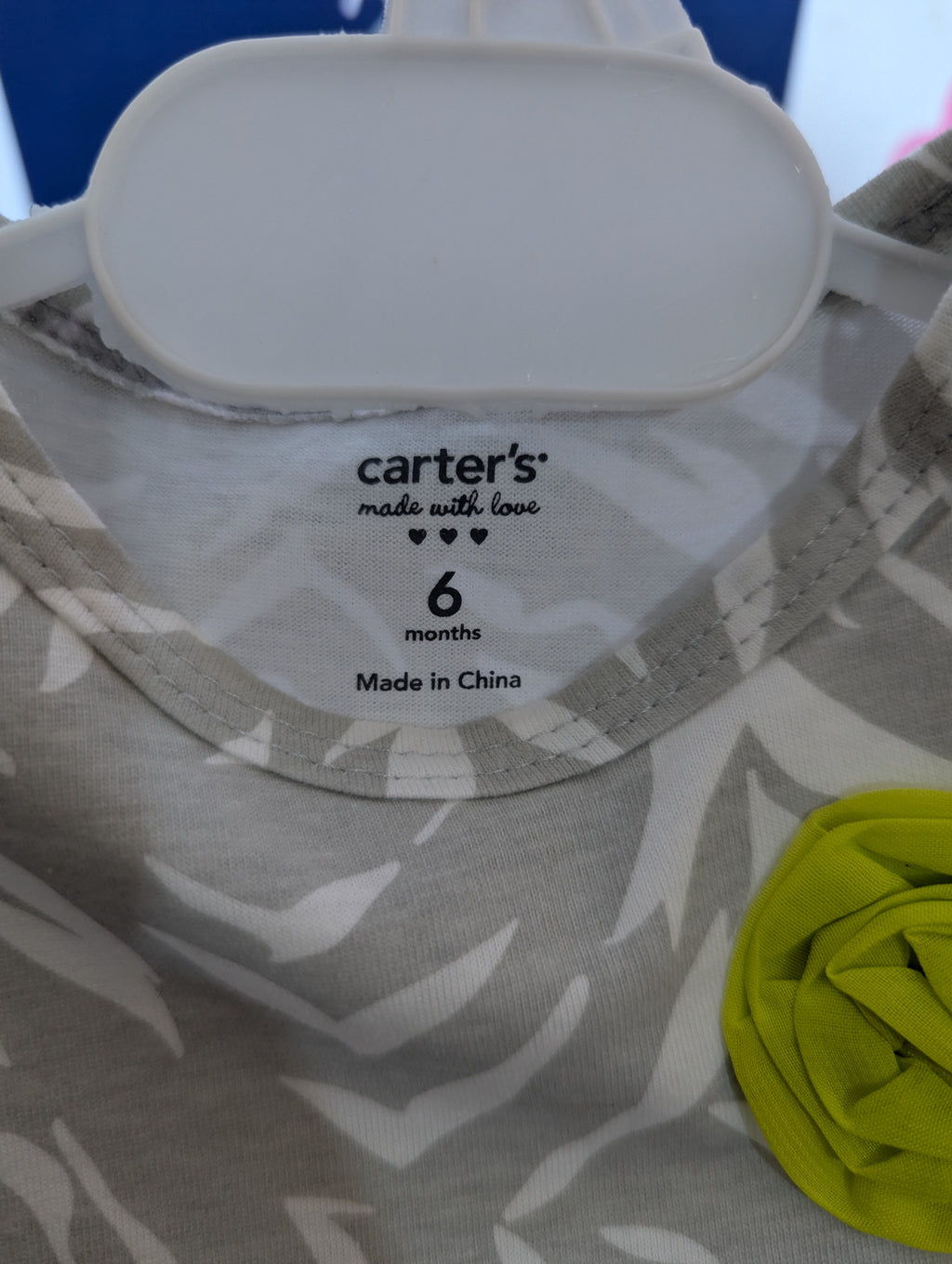 Carter's Baby Girls Grey & White Abstract Animal Print Dress - Size Estimated Age 6 Months AB2
