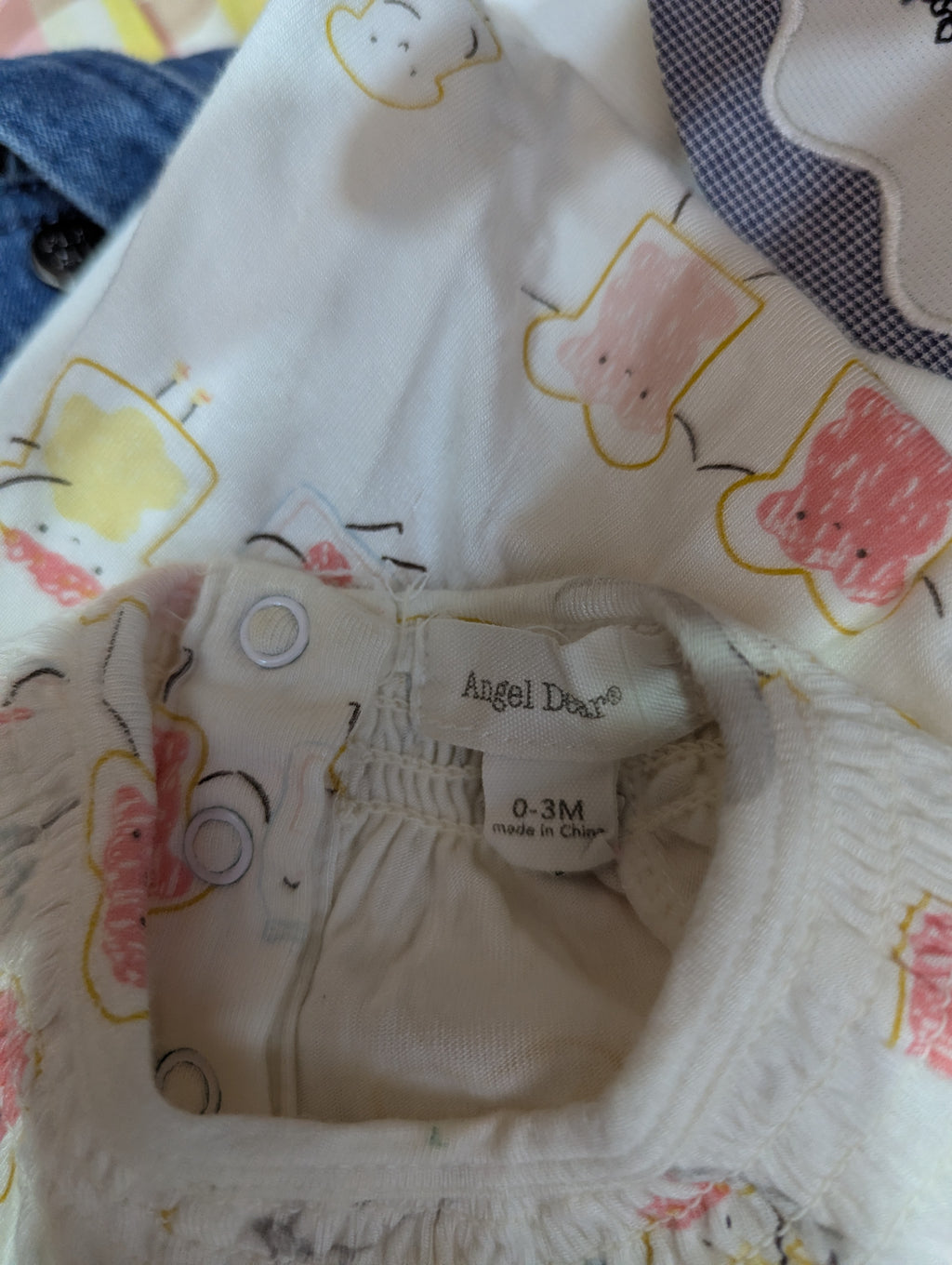 Angel Dear Unisex Baby Off-White "Toast Characters" Long Sleeve Romper - Size Estimated Age 0-3 Months AB2