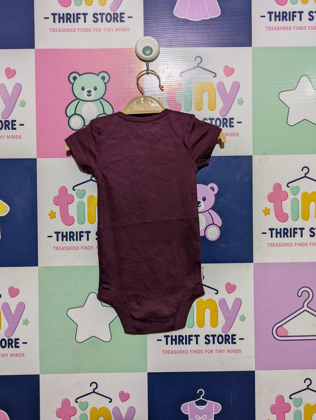 George Baby Girls Plum Solid Short Sleeve Bodysuit - Size Estimated Age 0-3 Months AB2