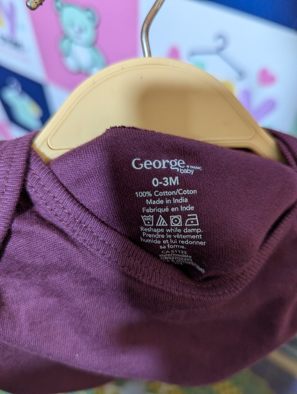 George Baby Girls Plum Solid Short Sleeve Bodysuit - Size Estimated Age 0-3 Months AB2