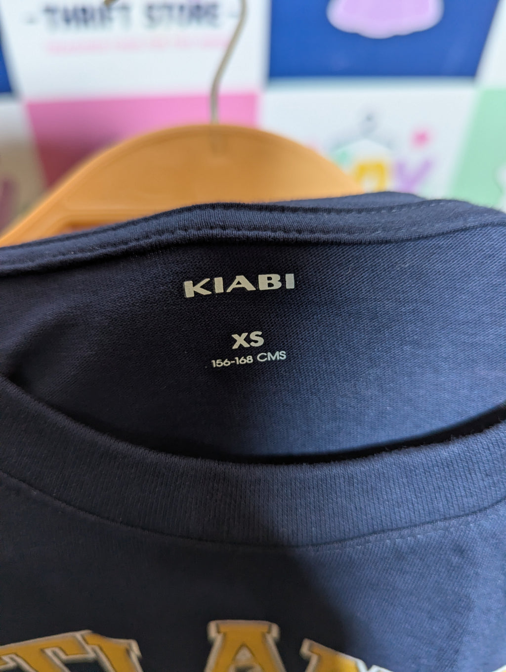 KIABI Teen Boys Navy Blue "Atlanta University" Collegiate Short Sleeve Tee - Size XS Estimated Age 12-14Y AB2
