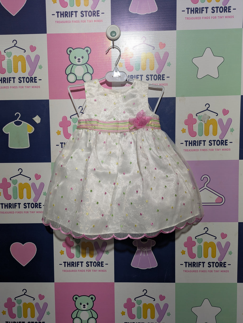 George Girls White Multi-Dot Organza Party Dress - Size 24M Estimated Age 2 Years AB2