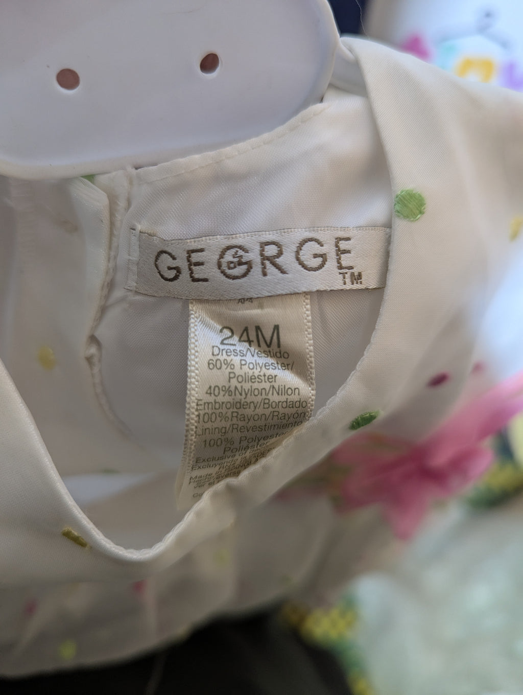 George Girls White Multi-Dot Organza Party Dress - Size 24M Estimated Age 2 Years AB2
