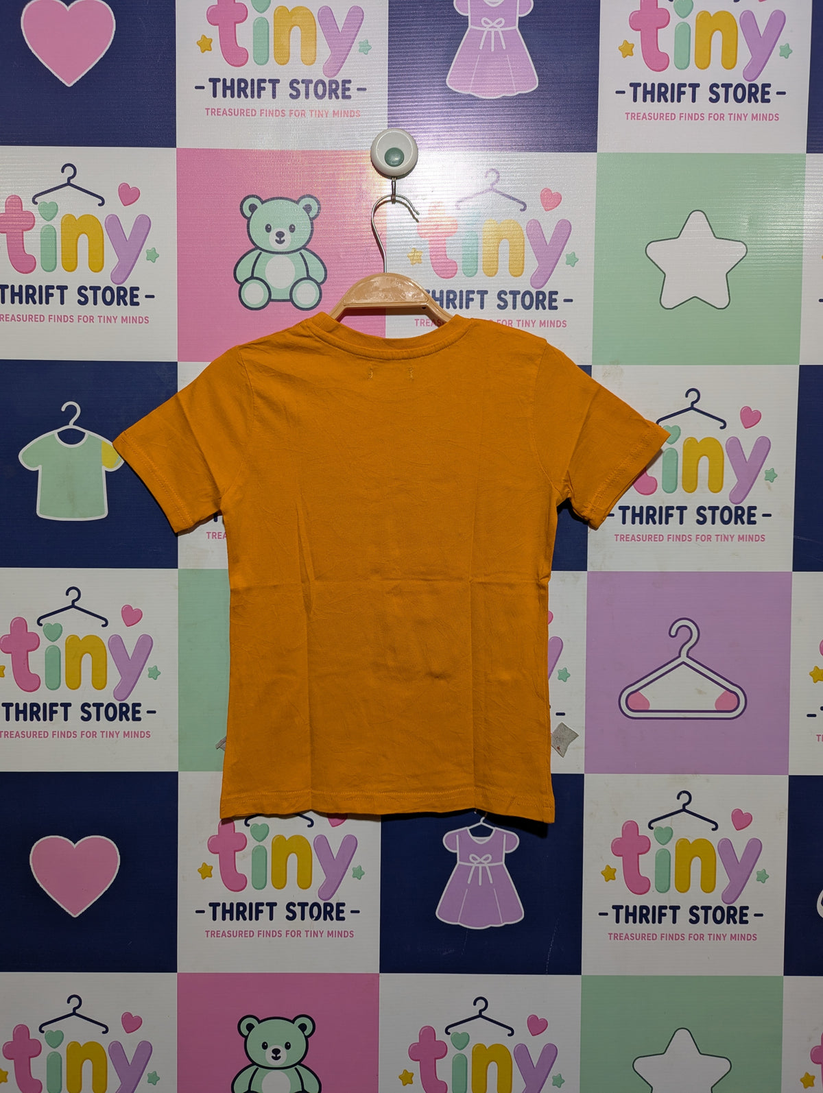 Influx Boys Mustard Yellow Spooky Face Graphic Tee - Size Estimated Age 8 Years AB2
