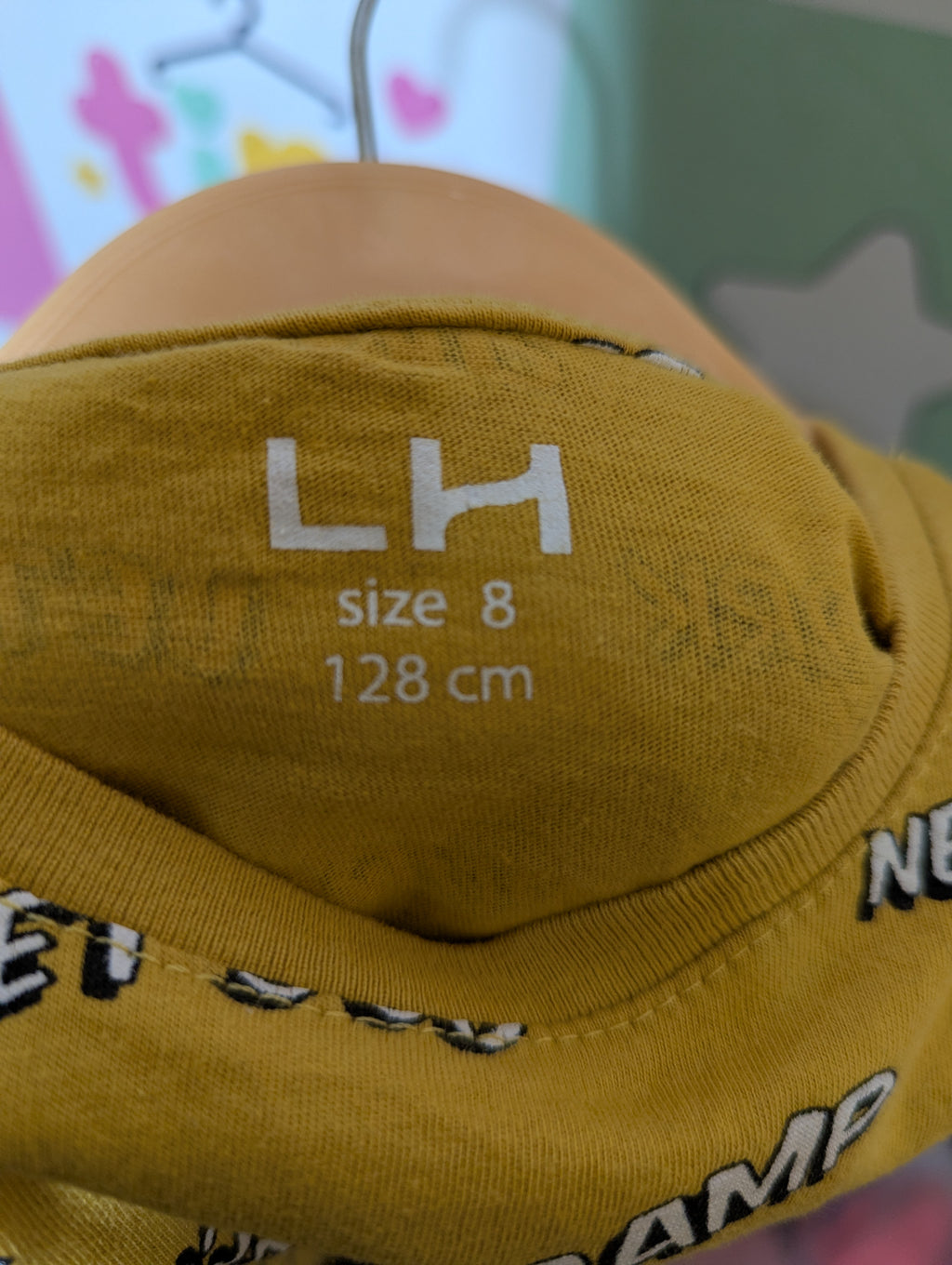 LH Boys Mustard Yellow All-Over Print "Cool Dude & New York City" Short Sleeve Tee - Size 8 (128 cm) Estimated Age 7-8 Years AB2