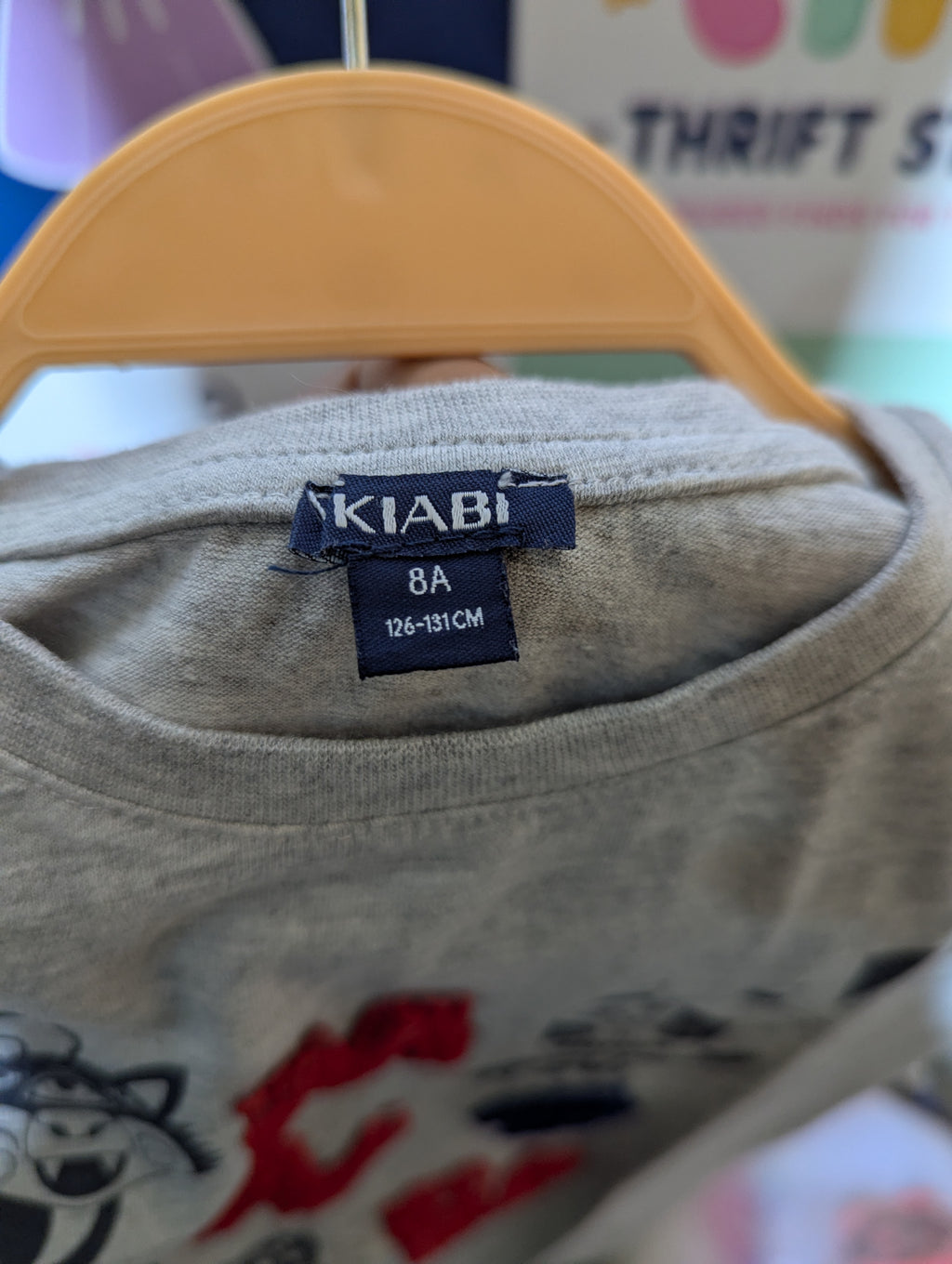 Kiabi Boys Heather Grey "Monster" Graphic Short Sleeve Tee - Size 8A (126-131 CM) Estimated Age 8 Years AB2