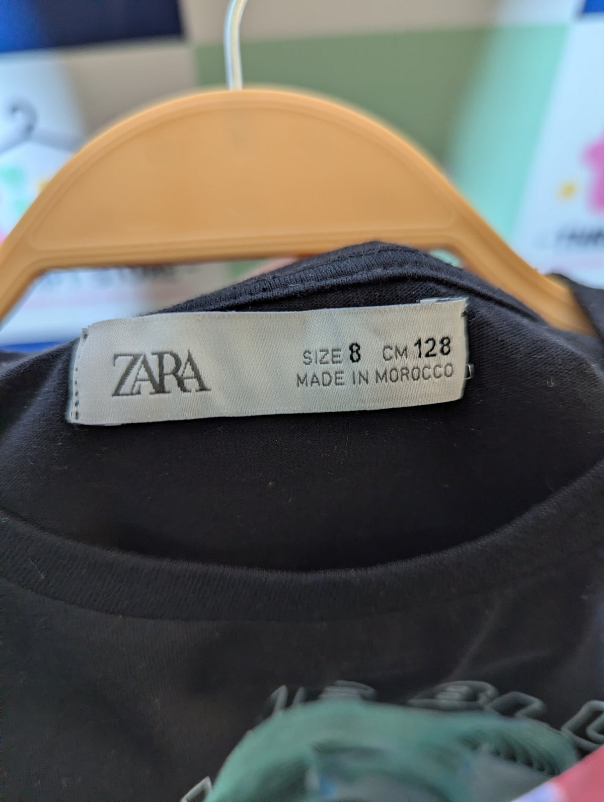 Zara Kids Boys Black "Imagine Blue" Panther Graphic Short Sleeve Tee - Size 8 (128 CM) Estimated Age 8 Years AB2