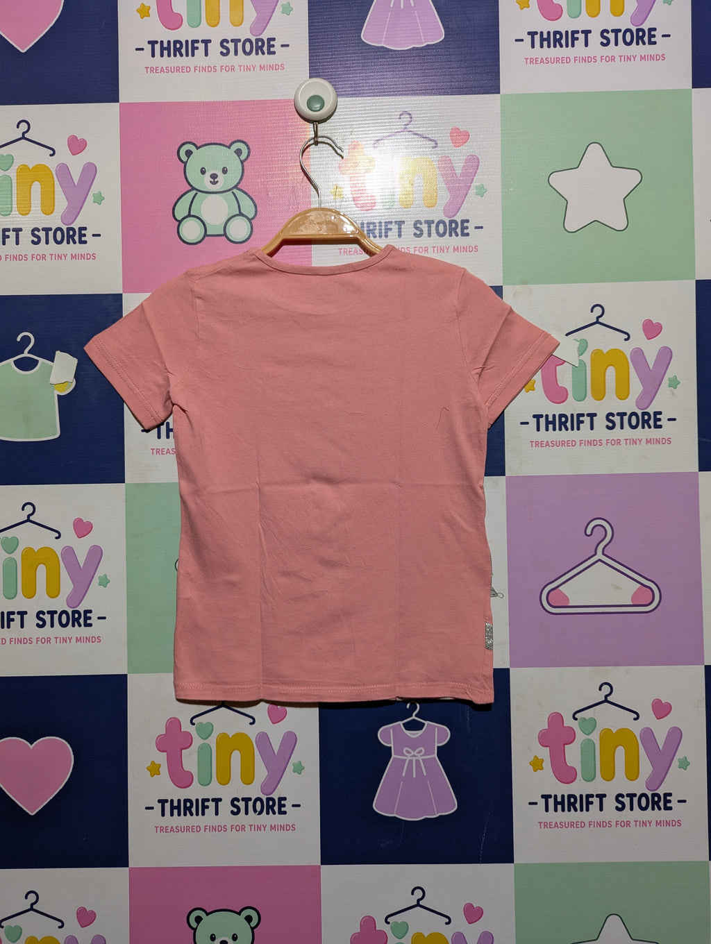 Inextenso Girls Pink Glitter Unicorn Graphic Short Sleeve Tee - Size 8 (119-131 CM) Estimated Age 8 Years AB2