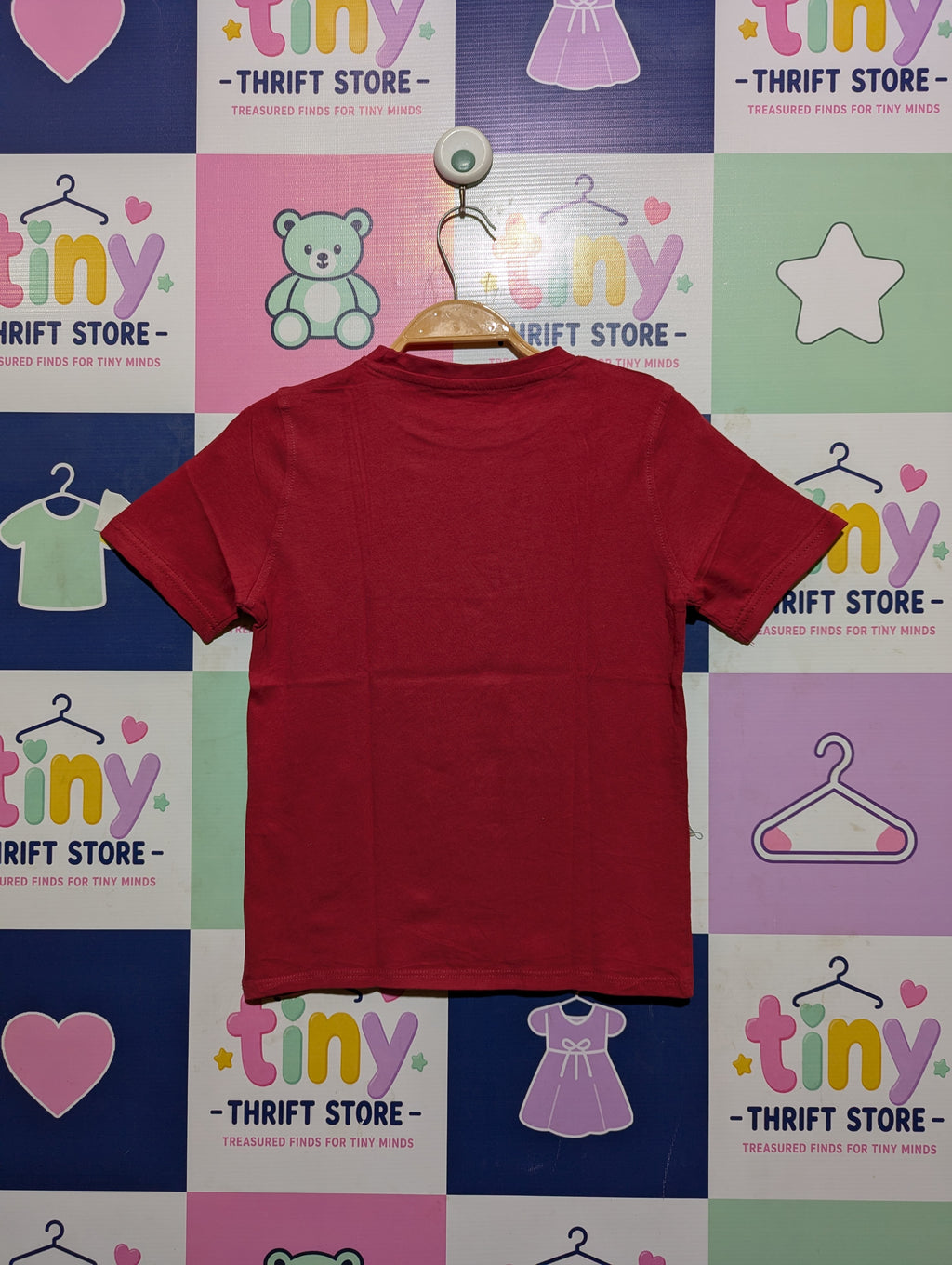 Inextenso Boys Crimson Red "Wild Animal T-Rex" Graphic Short Sleeve Tee - Size 8 (119-131 CM) Estimated Age 8 Years AB2