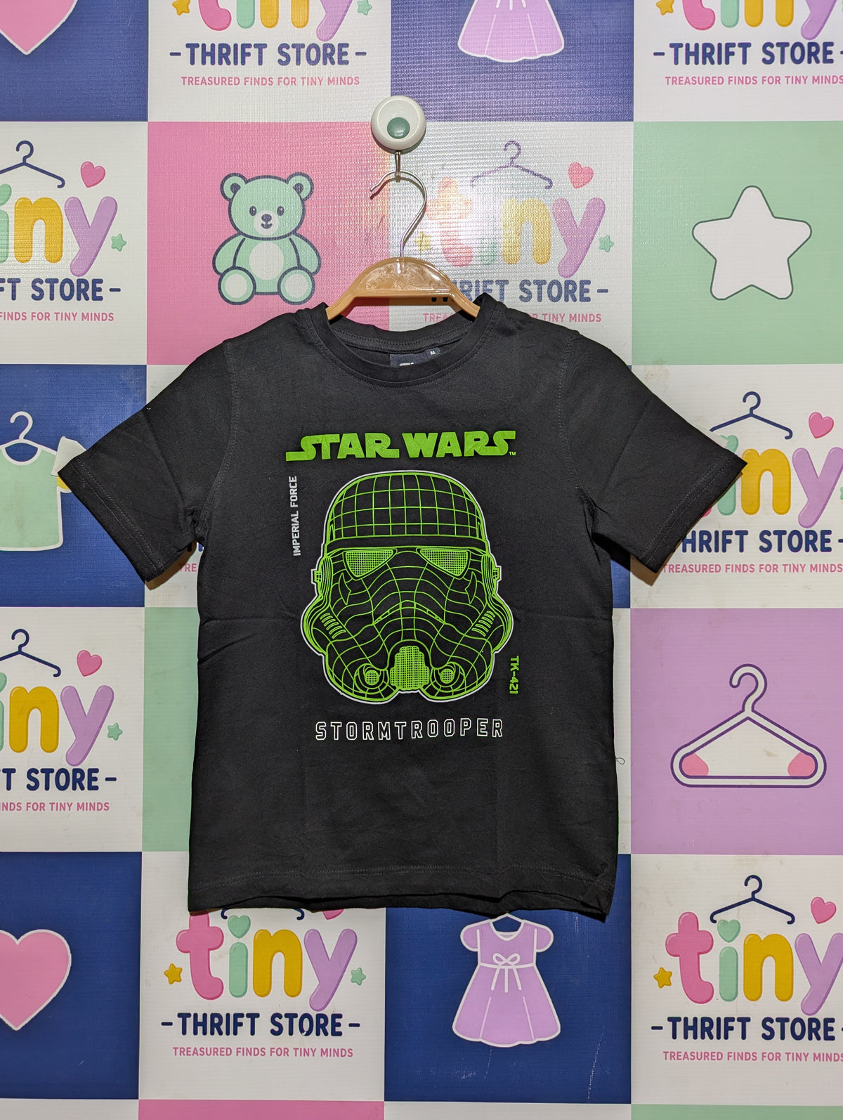 Star Wars Boys Black "Stormtrooper" Graphic Short Sleeve Tee - Size 8A Estimated Age 8 Years AB4