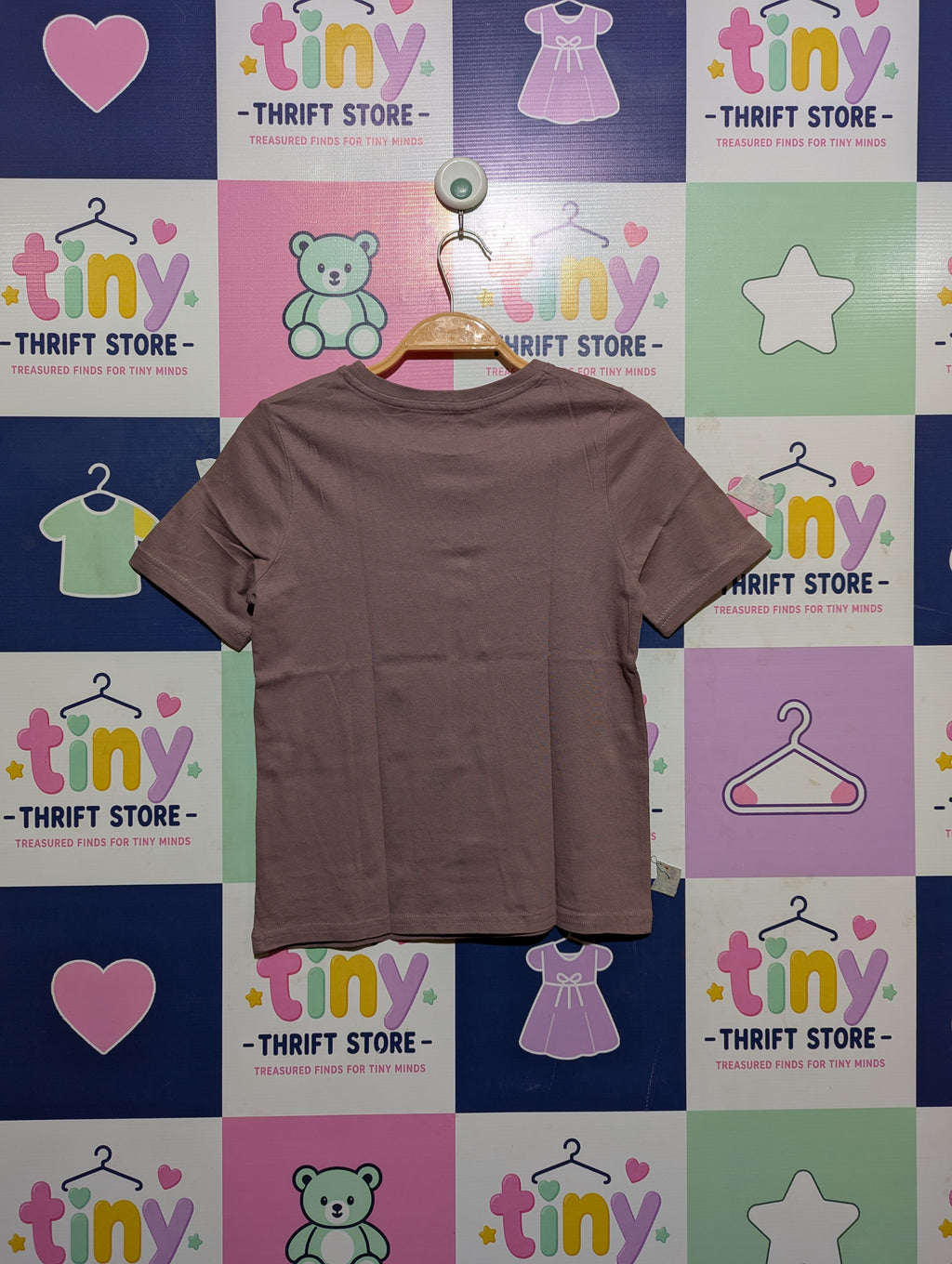 KIABI Boys Mauve Brown "It's Only Good Vibes" Guitar Graphic Short Sleeve Tee - Size 8A Estimated Age 8 Years AB2