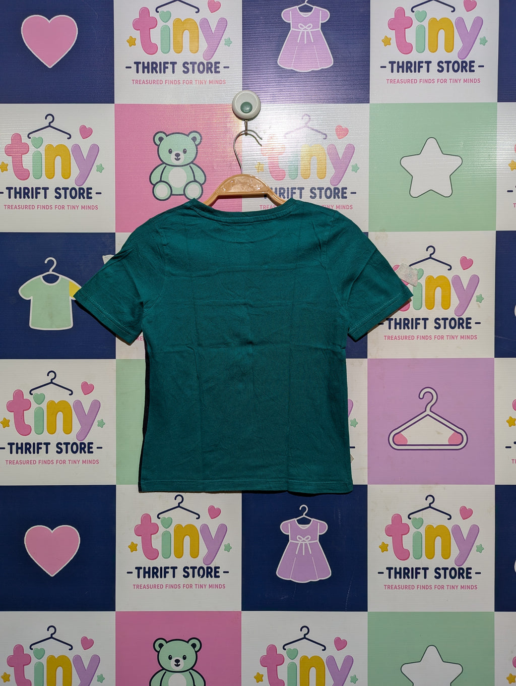 KIABI Boys Teal and Navy Colorblock "Level The Next" Short Sleeve Tee - Size 8A Estimated Age 8 Years AB3