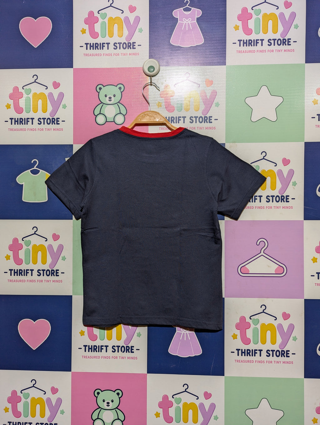 Boys Navy Blue Fire Truck Graphic Short Sleeve Tee - Size Estimated Age 8 Years AB2