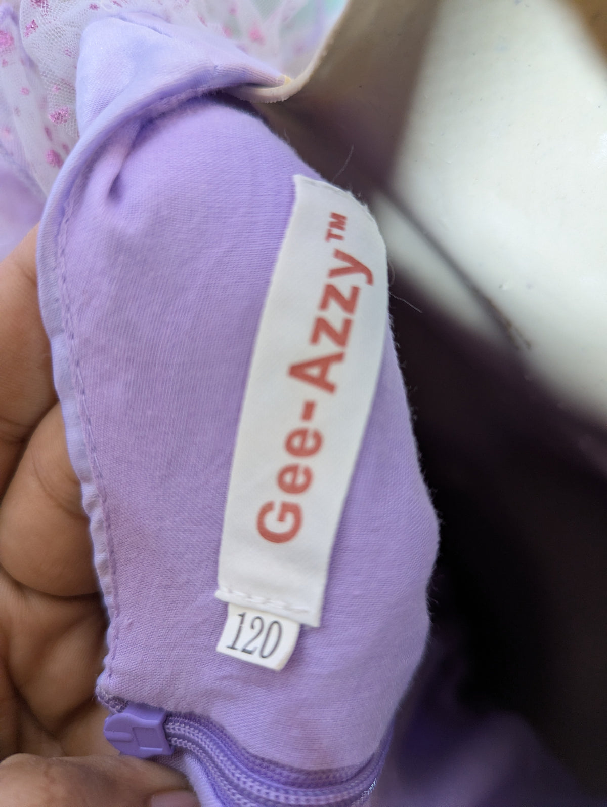 Gee-Azzy Girls Lavender "Floral Appliqué & Sparkle Tulle" High-Low Party Dress - Size Estimated Age 6 Years AB2