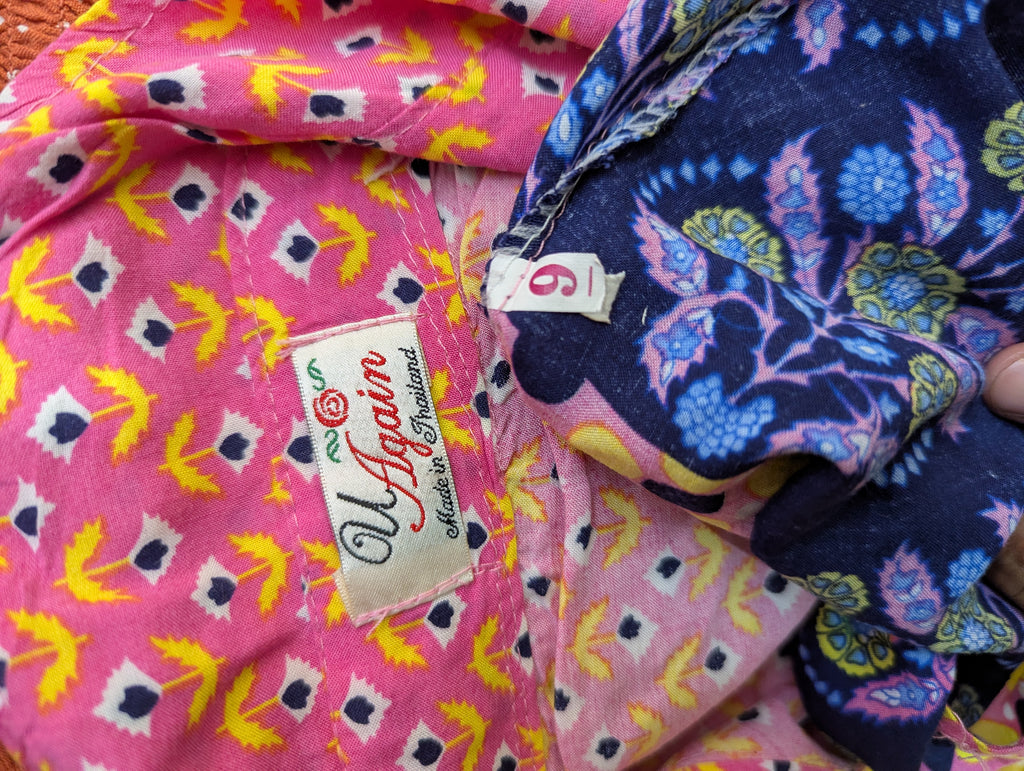 U Again Girls Pink & Navy Blue Floral Block-Print Shirt Dress - Size 9 Years Estimated Age 9 Years AB2