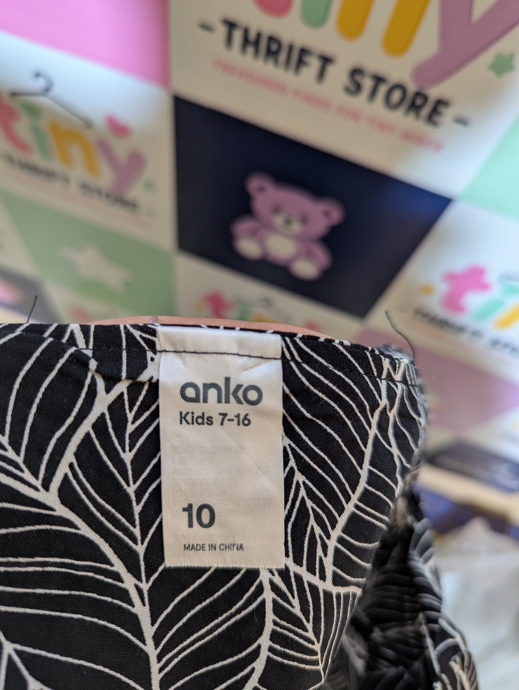Anko Girls Black and White Leaf Print Sundress - Size 10 Estimated Age 9-10 Years AB2