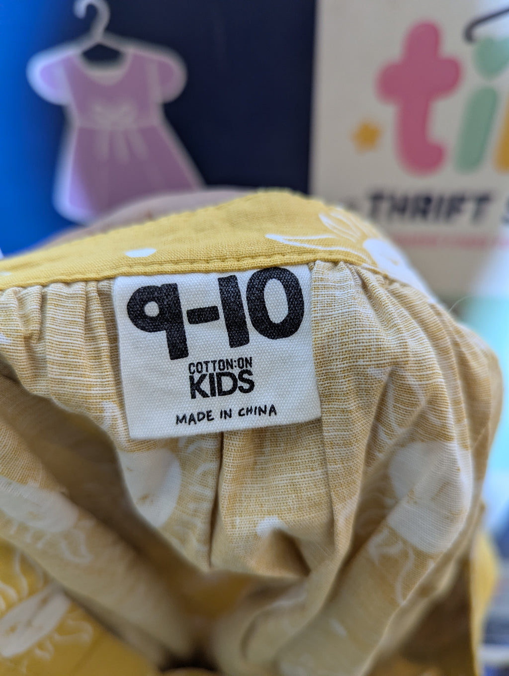 Cotton On Kids Girls Mustard Yellow Sun and Moon Print Dress - Size 9-10 Estimated Age 9-10 Years AB2