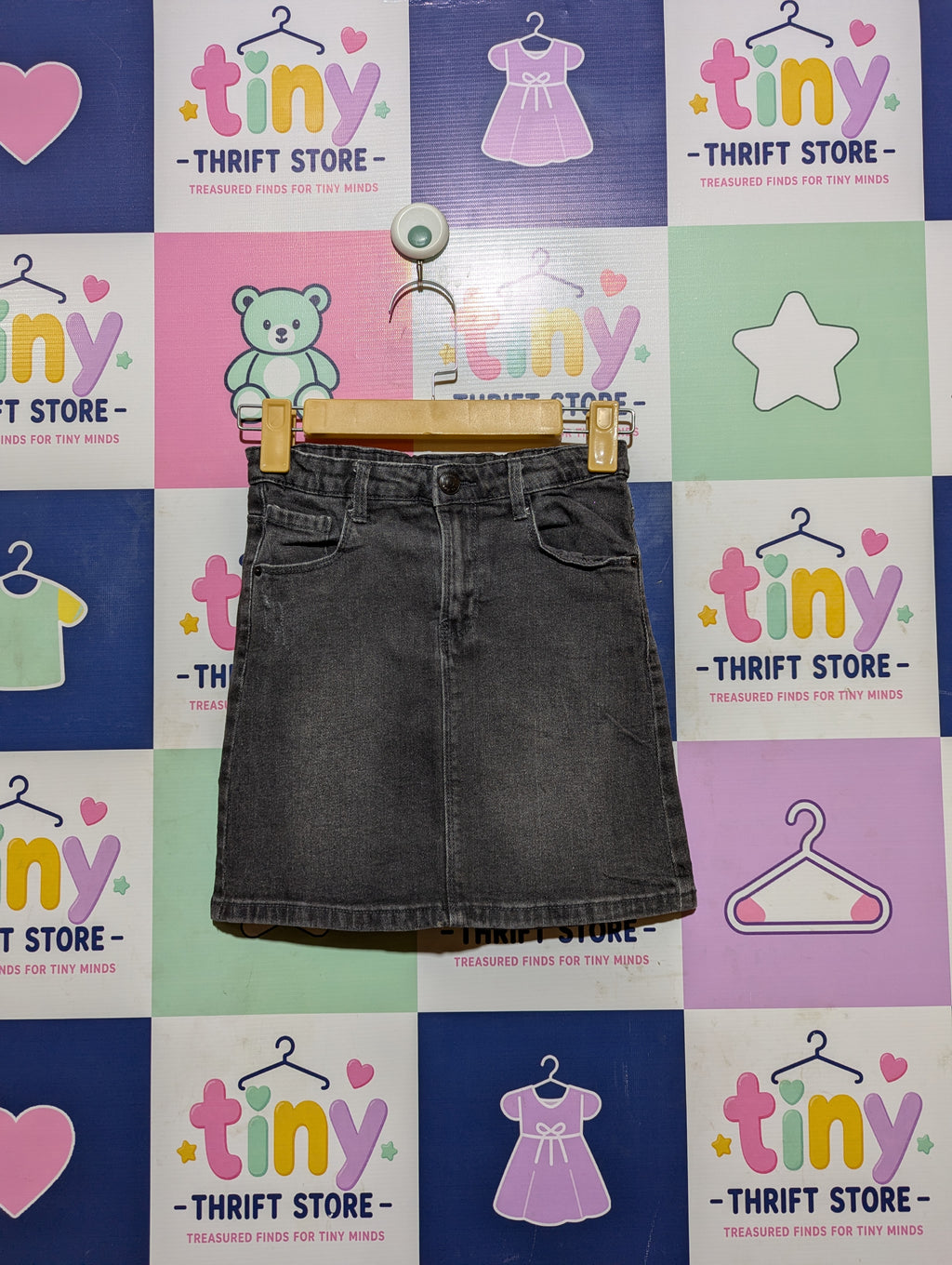 Kiabi Girls Dark Grey Acid Wash Denim Skirt - Size 138-143 CM Estimated Age 10 Years AB2