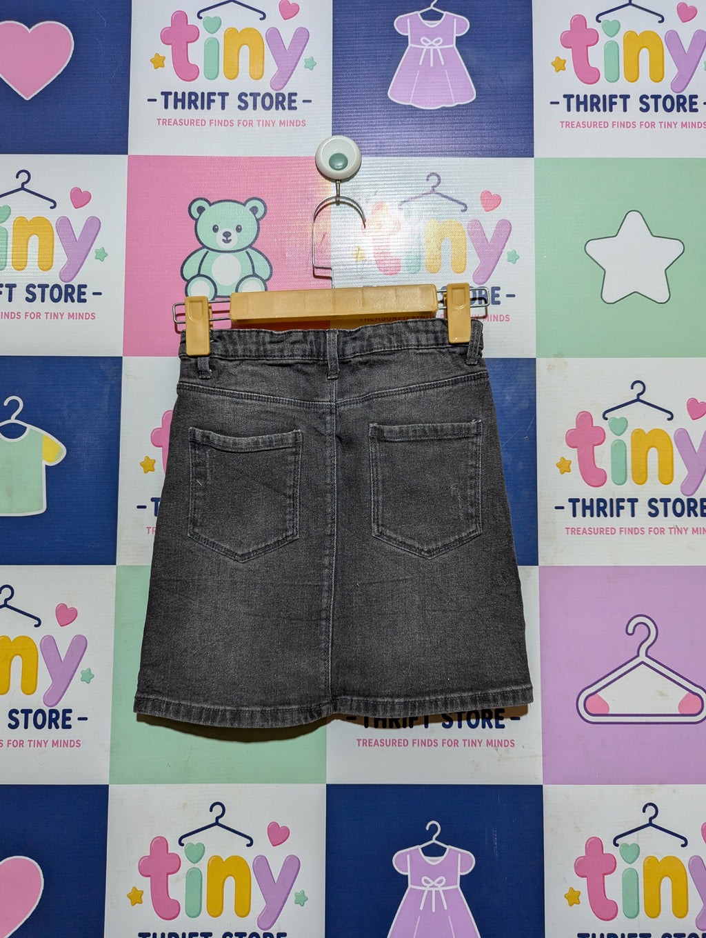 Kiabi Girls Dark Grey Acid Wash Denim Skirt - Size 138-143 CM Estimated Age 10 Years AB2