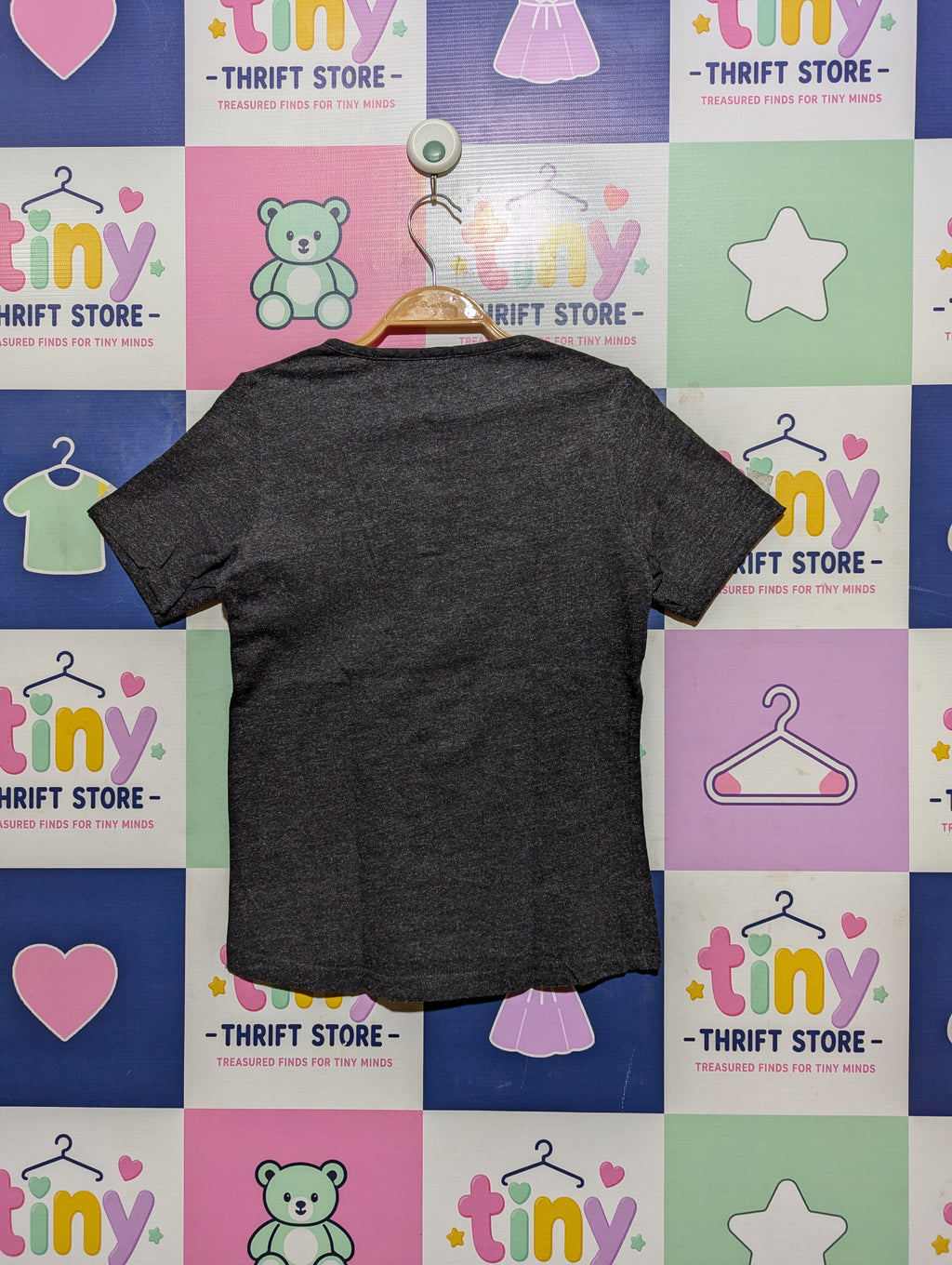 Kiabi Boys Dark Grey Melange Henley T-Shirt - Size Estimated Age 10 Years AB2