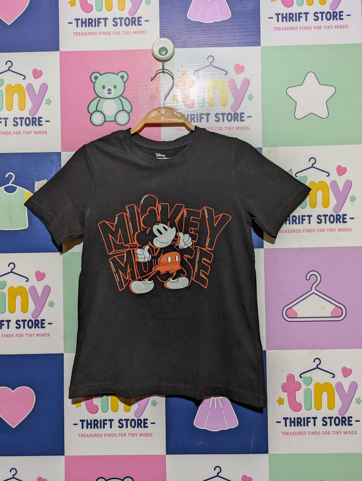 Disney Mickey Mouse Boys Charcoal Grey Graphic Tee - Size Estimated Age 8-10 Years AB2