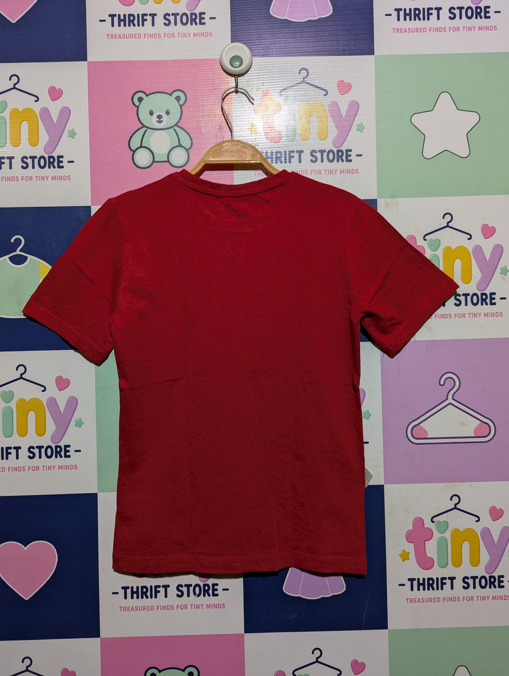 Gemo Boys Red Sequined "Electric Xmas" Dinosaur Graphic Tee - Size Estimated Age 10 Years AB2