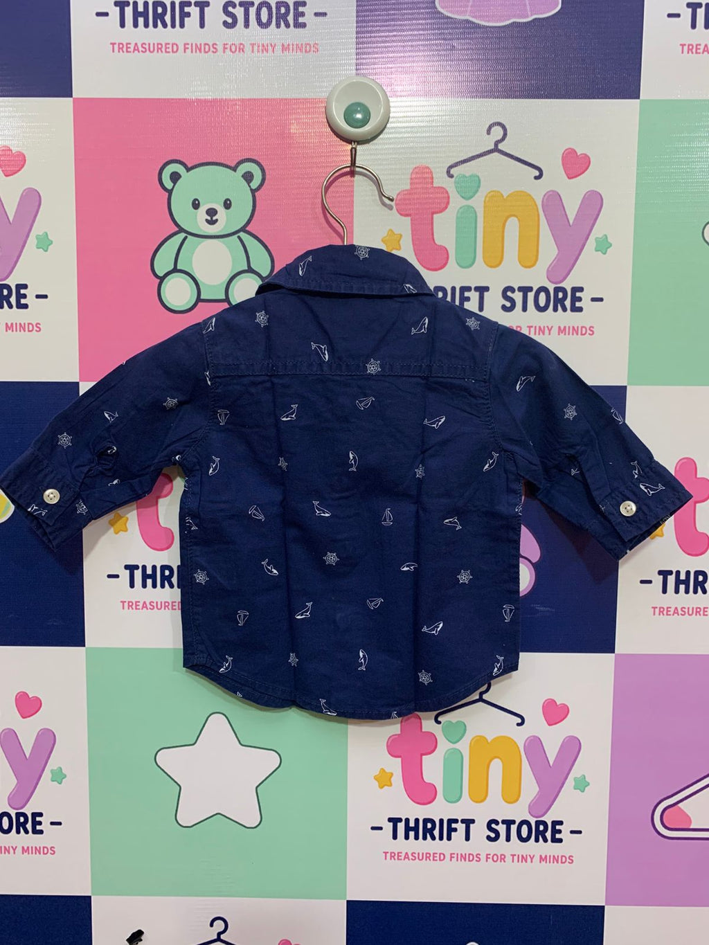 Carter’s Baby Boy Nautical Whale Print Shirt - Size 3 Months AB1