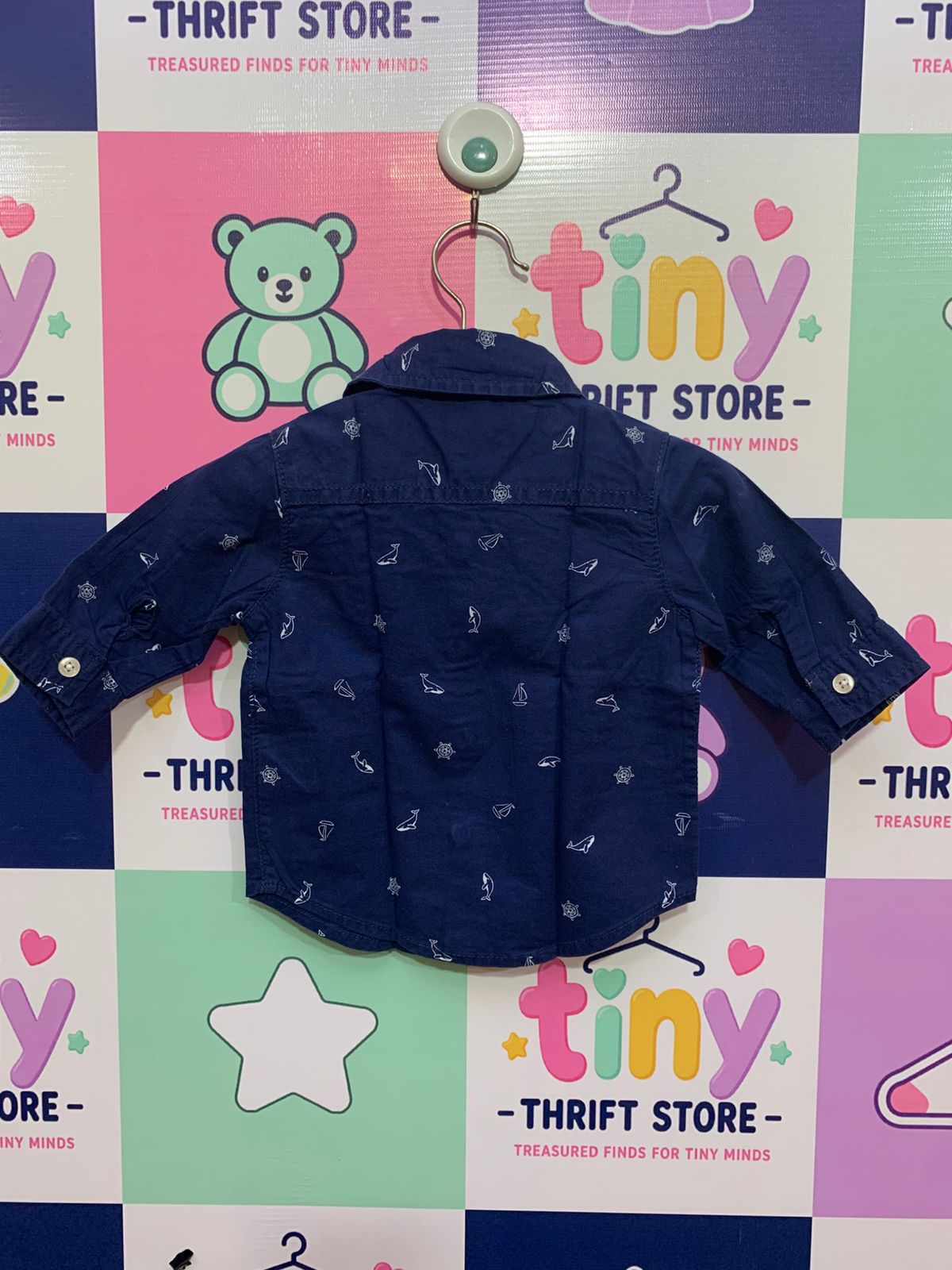 Carter’s Baby Boy Nautical Whale Print Shirt - Size 3 Months AB1