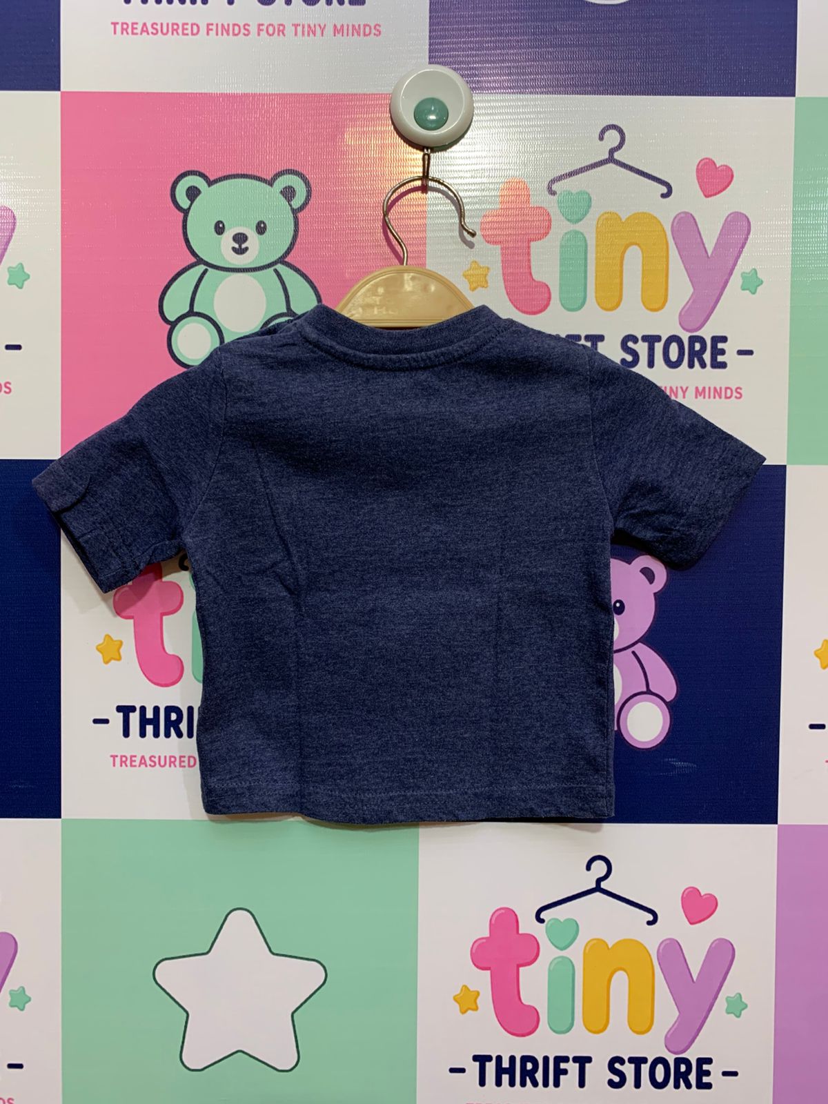 Primark 3-6M "I Get My Awesome From My Dad" Tee - Heather Navy, Size 3–6 Months AB1