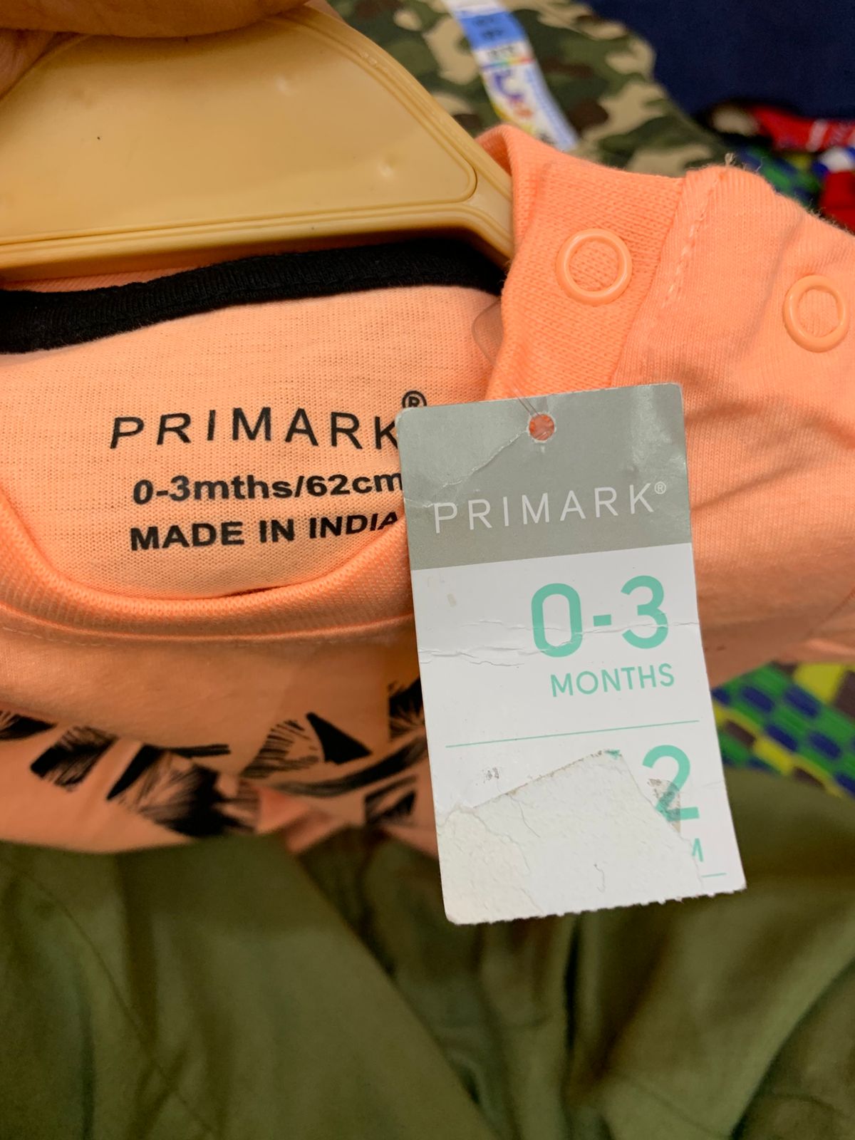 Primark 0-3M Neon Peach "Totally Epic" T-Shirt - India, Size 0–3 Months AB1
