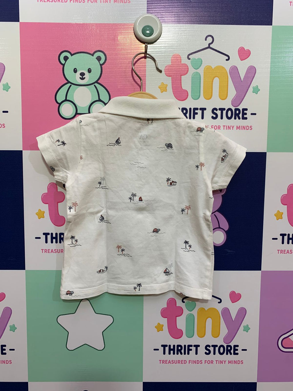 C&A Nautical Beach-Themed Baby Polo - European Brand, Size 6–9 Months AB1