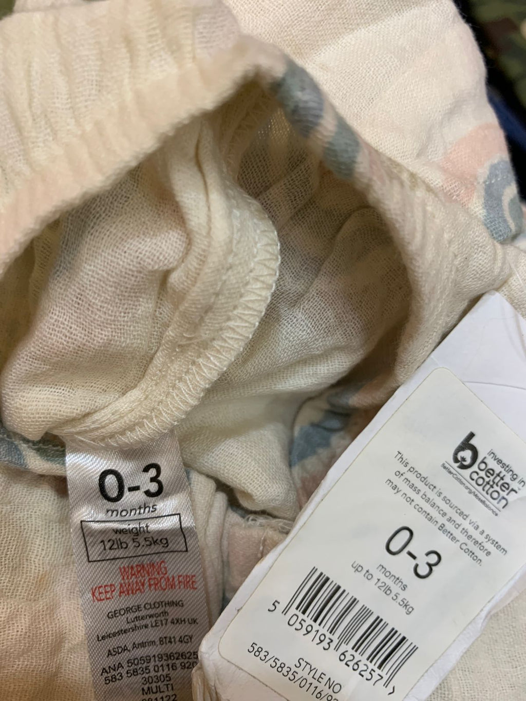 BNWT George Baby Muslin Rainbow Romper - BNWT, Size 0–3 Months AB1