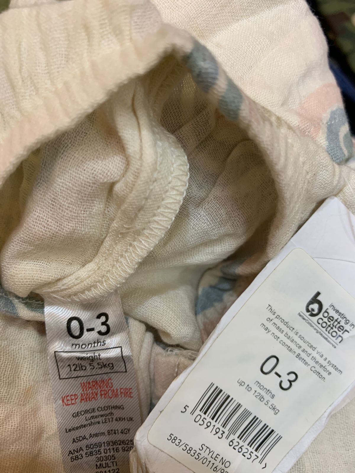 BNWT George Baby Muslin Rainbow Romper - BNWT, Size 0–3 Months AB1