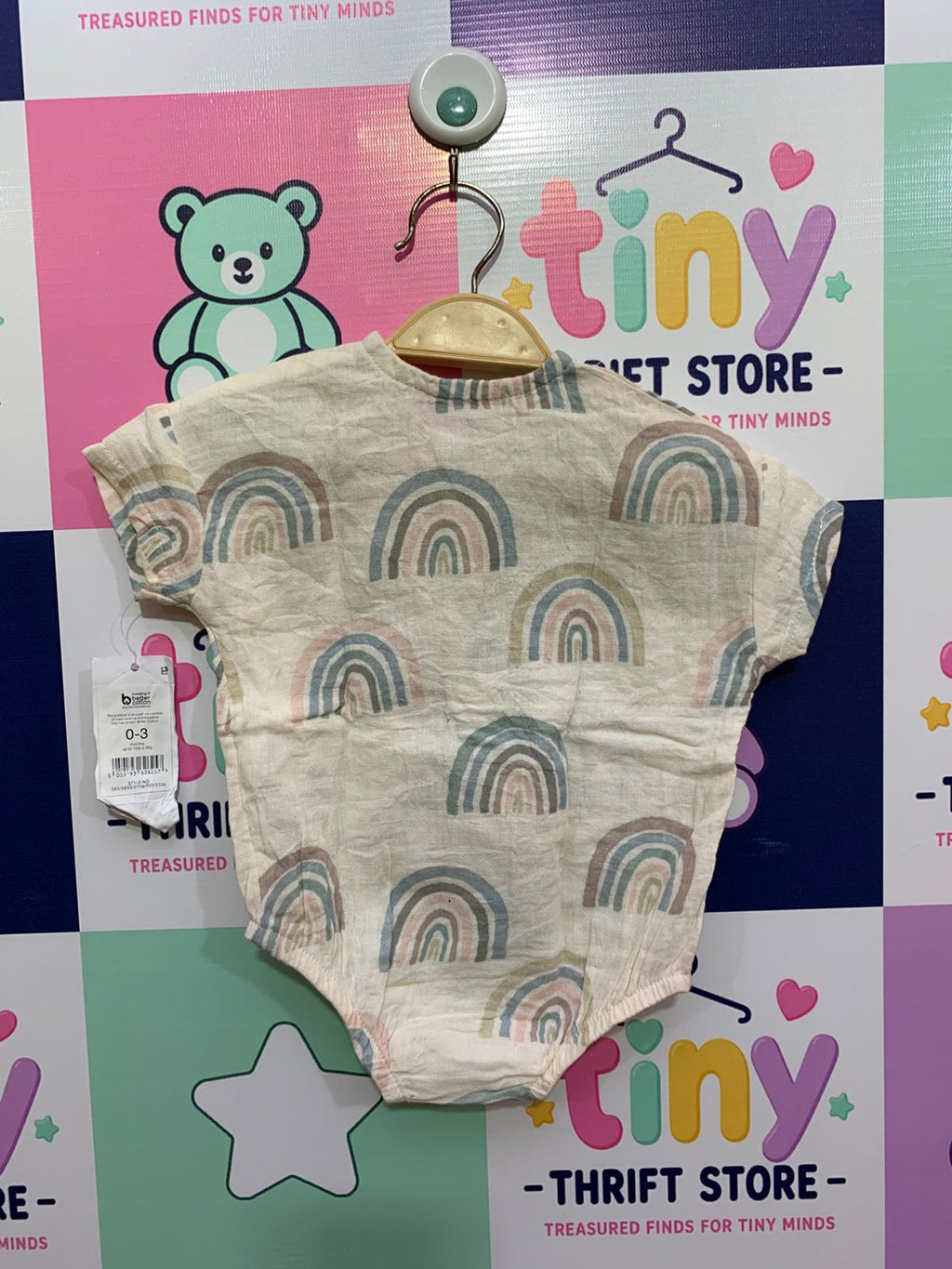 BNWT George Baby Muslin Rainbow Romper - BNWT, Size 0–3 Months AB1