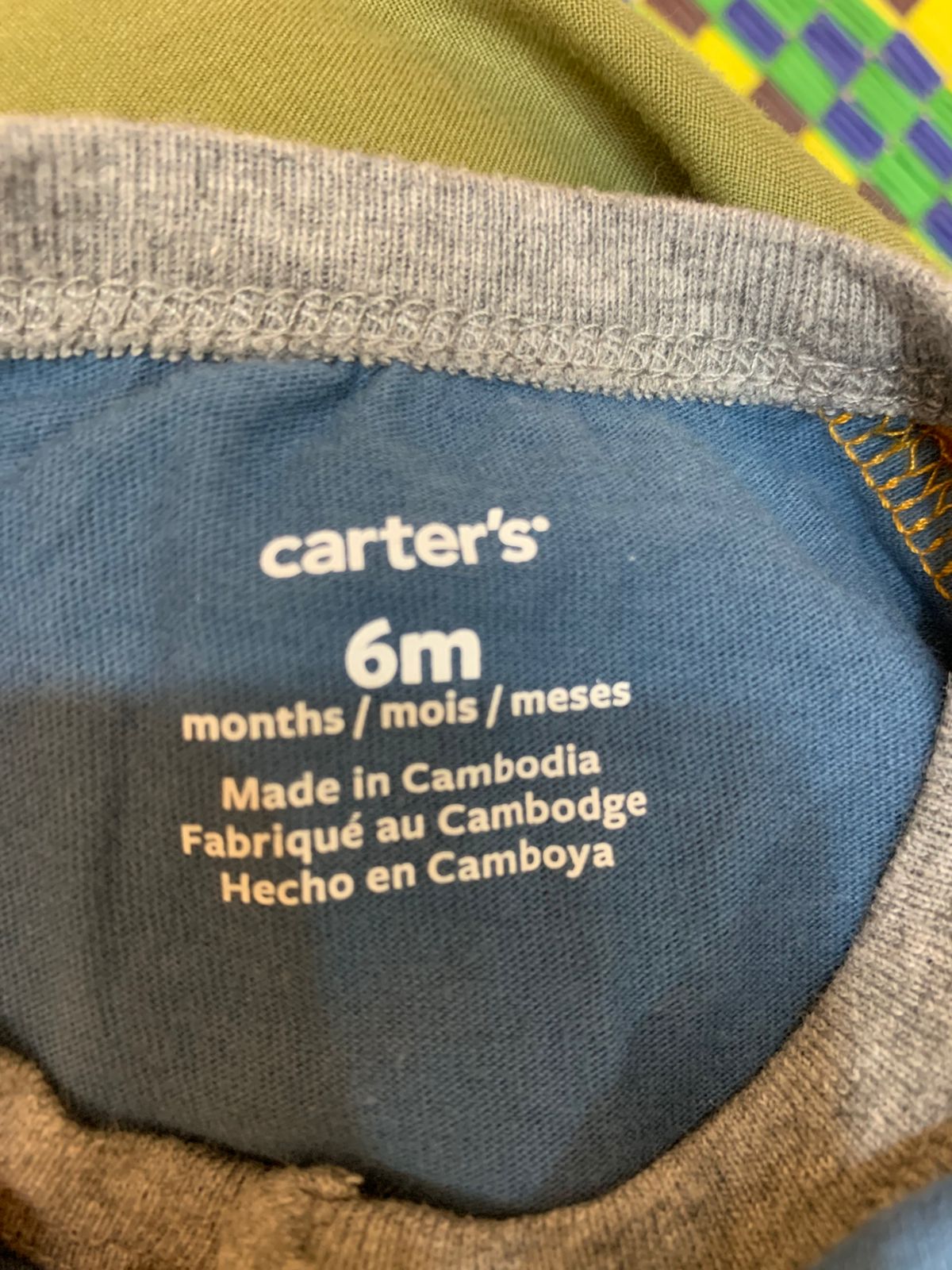 Carter's 6M Romper "Daddy's Team" Blue & Gold - Made in Cambodia, Size 6 Months AB1