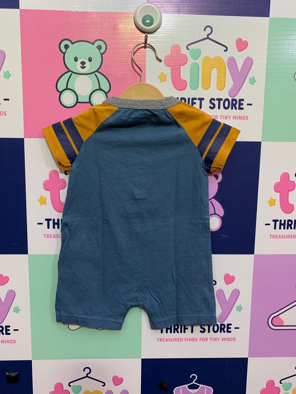 Carter's 6M Romper "Daddy's Team" Blue & Gold - Made in Cambodia, Size 6 Months AB1