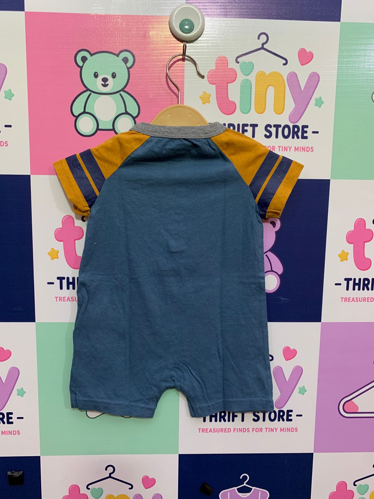 Carter's 6M Romper "Daddy's Team" Blue & Gold - Made in Cambodia, Size 6 Months AB1
