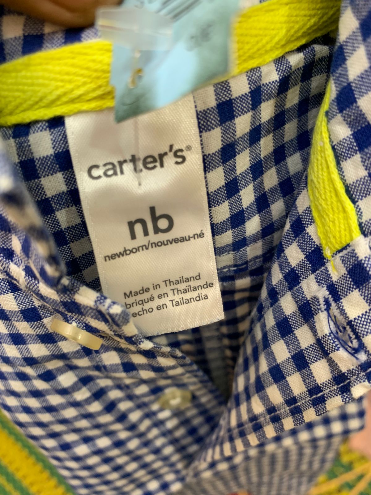 Carter’s Newborn Boy Blue Gingham Snap-Up Romper - Anchor Embroidery (Size: NB) AB1