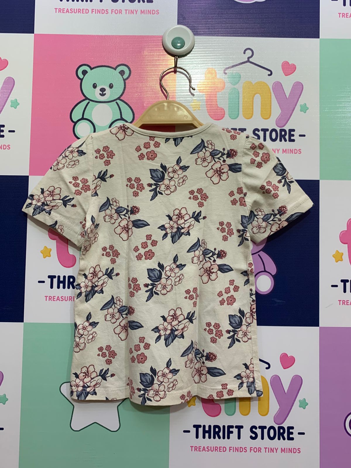 So Cute® Toddler Girls' Floral Print T-Shirt – Cream/Multi (18-24 Months) AB1