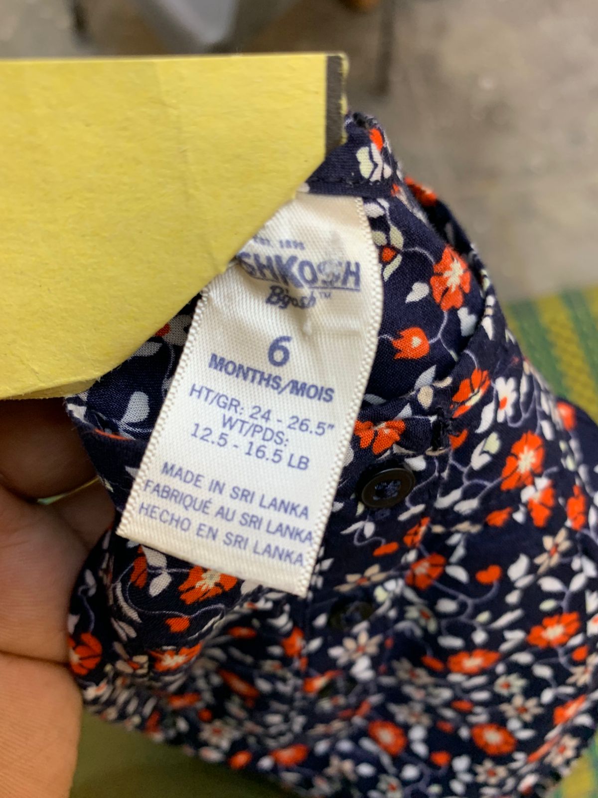 OshKosh B'gosh Baby Girls Navy Floral Bodysuit – Long Sleeve Cotton Romper (6 Months) AB1