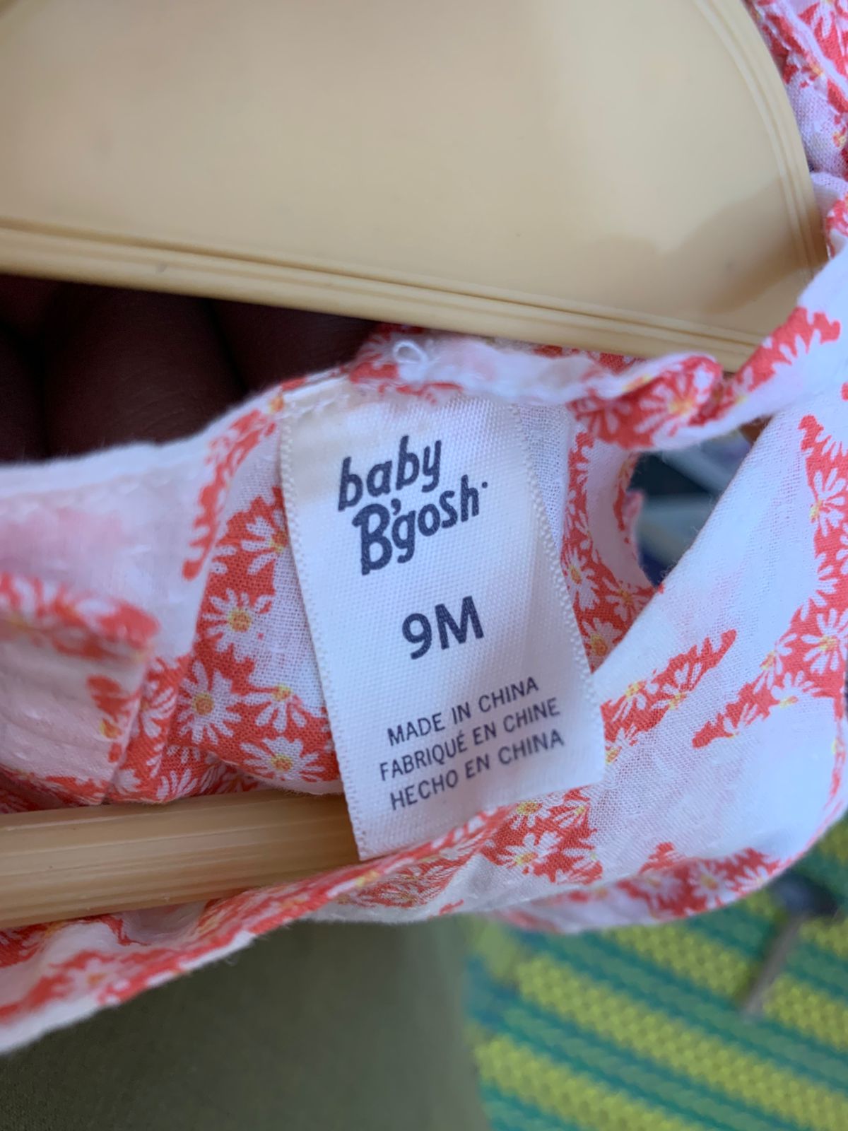 Baby B'gosh by OshKosh Floral Star Dress & Striped Romper Set – 2-in-1 Coral Outfit (9 Months) AB1